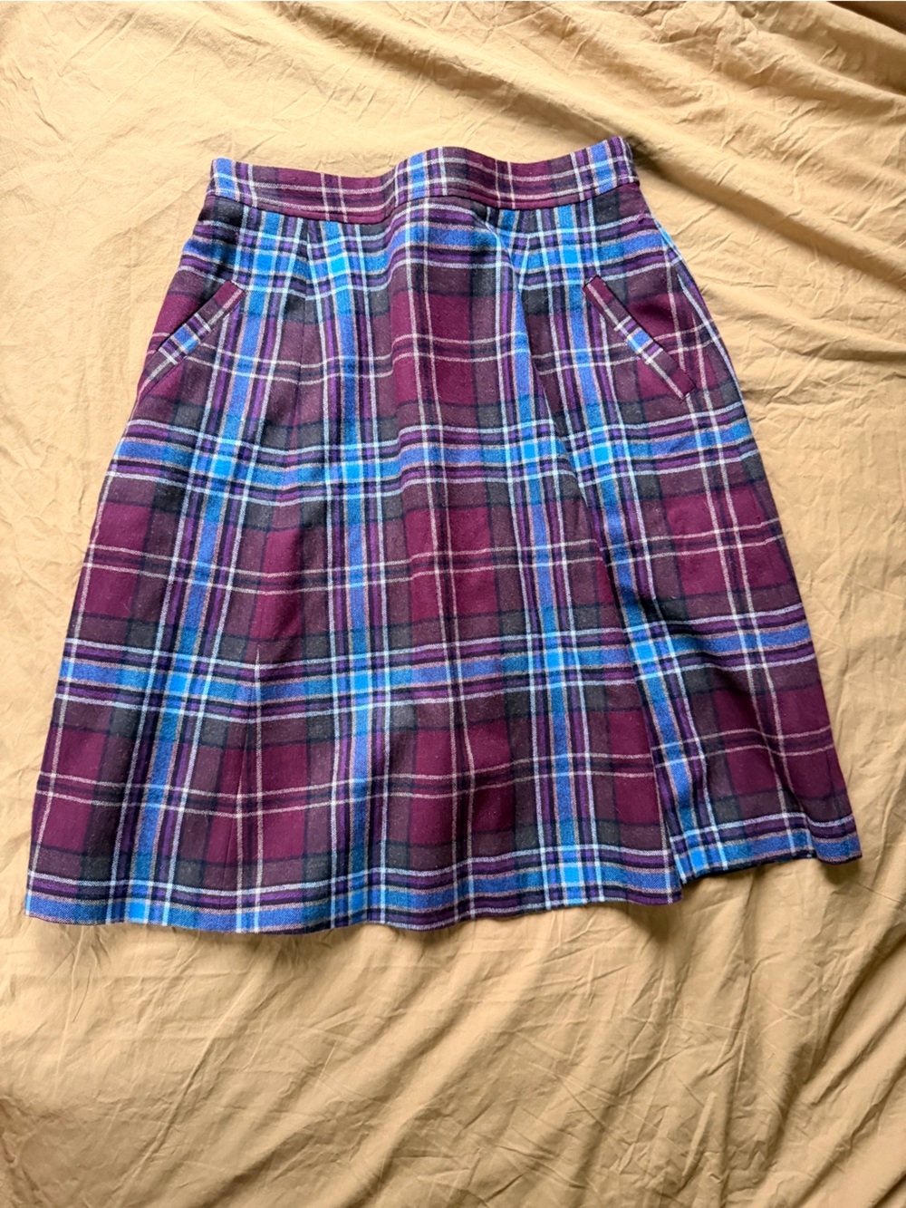 Lands' End Purple and Blue Plaid Mini Skirt